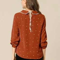 Allegra K Ruffle Peter Pan Collar Long Sleeve Sweet Casual Blouse 79 Allegra K Ruffle Peter Pan Collar Long Sleeve Sweet Casual Blouse