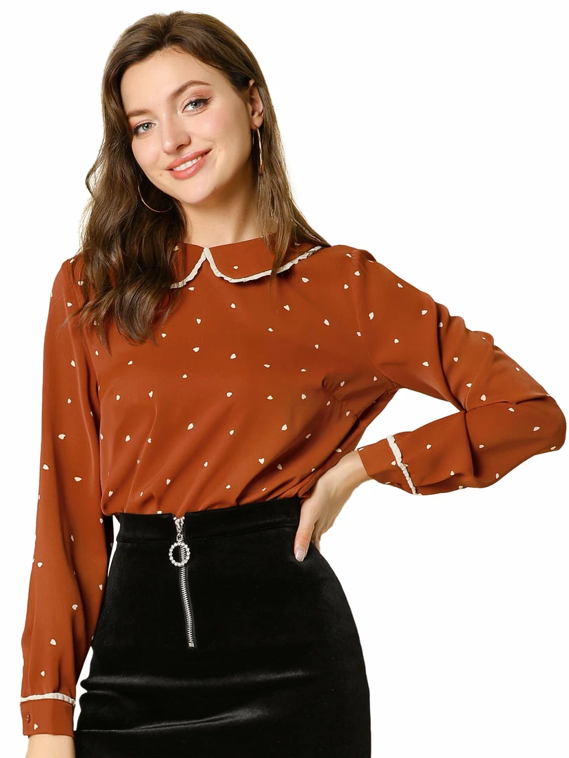 Allegra K Ruffle Peter Pan Collar Long Sleeve Sweet Casual Blouse 4 Allegra K Ruffle Peter Pan Collar Long Sleeve Sweet Casual Blouse