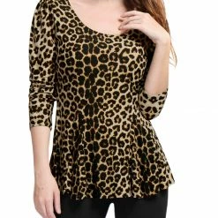 Allegra K 6507 Ladies Long Sleeves Scoop Neck Leopard Prints Peplum Shirt Women 84 Allegra K 6507 Ladies Long Sleeves Scoop Neck Leopard Prints Peplum Shirt Women