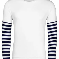 Allegra K Men's Tshirt Stripes Panel Sleeve Crewneck Striped T-Shirts Pullover
