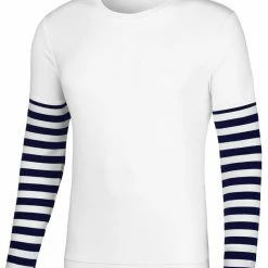 Allegra K Men's Tshirt Stripes Panel Sleeve Crewneck Striped T-Shirts Pullover