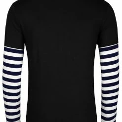 Allegra K Men's Tshirt Stripes Panel Sleeve Crewneck Striped T-Shirts Pullover