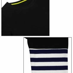 Allegra K Men's Tshirt Stripes Panel Sleeve Crewneck Striped T-Shirts Pullover