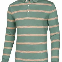 Allegra K Men's Pullover Color Block Long Sleeve Striped Golf Polo Shirts