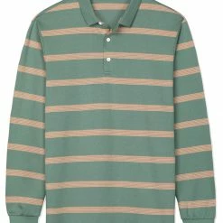 Allegra K Men's Pullover Color Block Long Sleeve Striped Golf Polo Shirts