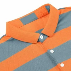 Allegra K Men's Pullover Color Block Long Sleeve Striped Golf Polo Shirts