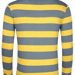 Allegra K Men's Pullover Color Block Long Sleeve Striped Golf Polo Shirts