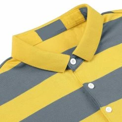 Allegra K Men's Pullover Color Block Long Sleeve Striped Golf Polo Shirts