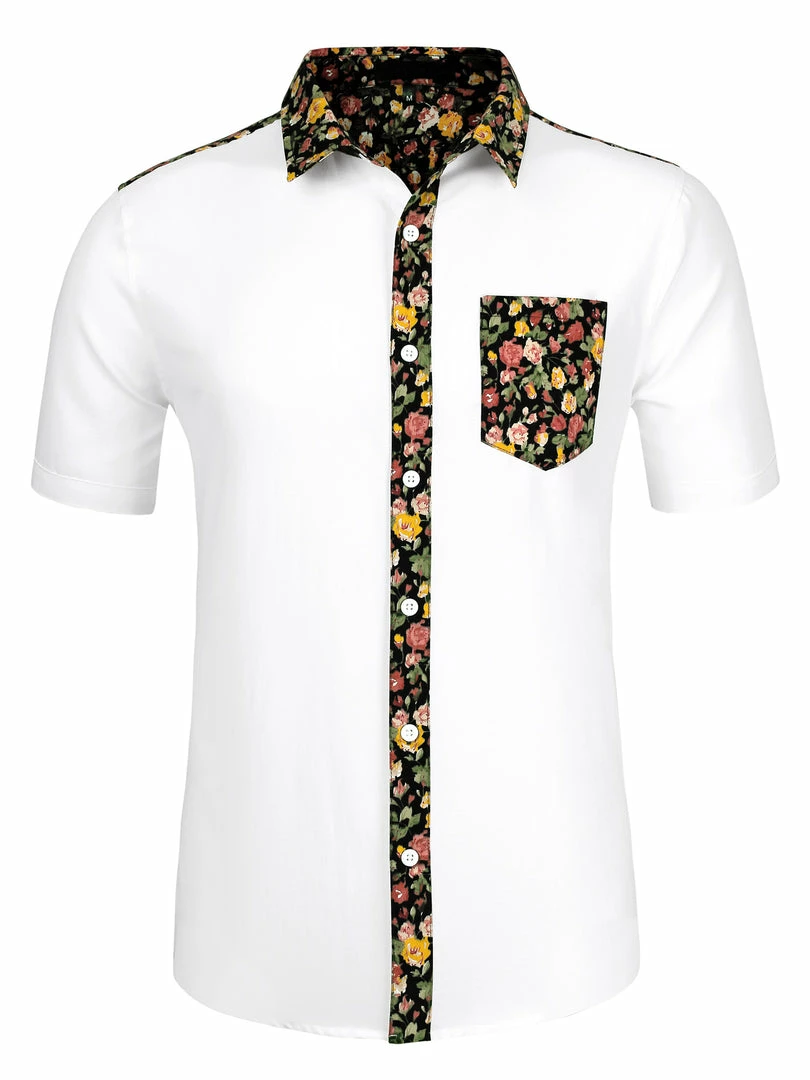 Allegra K 1310 8838 Men Summer Floral Print Pocket Short Sleeve Button Down Hawaiian Shirt 60 Allegra K 1310 8838 Men Summer Floral Print Pocket Short Sleeve Button Down Hawaiian Shirt