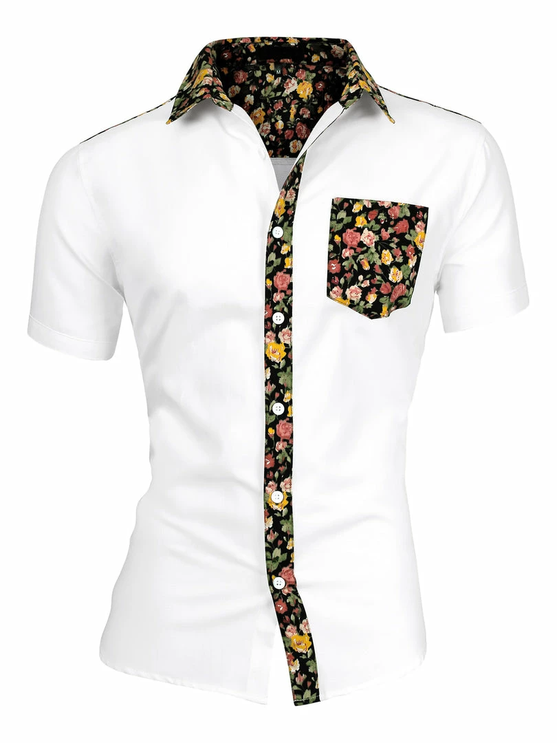 Allegra K 1310 8838 Men Summer Floral Print Pocket Short Sleeve Button Down Hawaiian Shirt 59 Allegra K 1310 8838 Men Summer Floral Print Pocket Short Sleeve Button Down Hawaiian Shirt