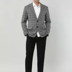 Allegra K Men's Dress Plaid Blazer One Button Slim Fit Checked Suit Sport Coat Jacket