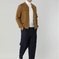 Allegra K Men's Suede Jacket Zip Up Flap Pockets Faux Baseball Bomber Jackets Outerwear