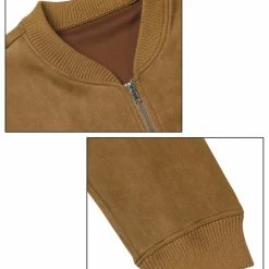 Allegra K Men's Suede Jacket Zip Up Flap Pockets Faux Baseball Bomber Jackets Outerwear