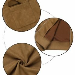 Allegra K Men's Suede Jacket Zip Up Flap Pockets Faux Baseball Bomber Jackets Outerwear