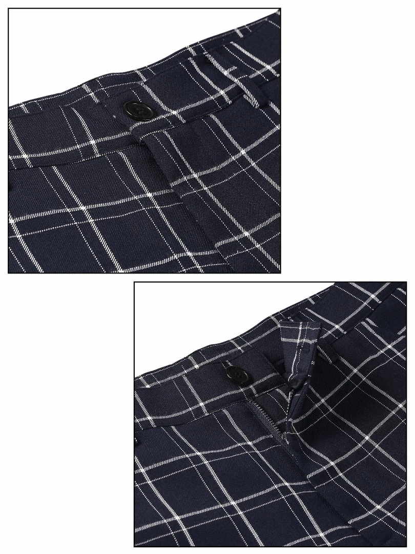 Allegra K Men's Dress Plaid Pants Slim Fit Flat Front Check Business Trouser 19 Allegra K Men's Dress Plaid Pants Slim Fit Flat Front Check Business Trouser