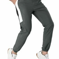 Allegra K Men's Athletic Jogger Elastic Waist Color Block Scrubs Sports Pants