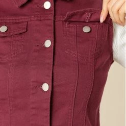 Allegra K Women's Washed Denim Buttoned Vest W Flap Pockets