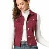 Allegra K Women's Washed Denim Buttoned Vest W Flap Pockets