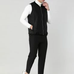 Allegra K Men's Gilet Winter Zip Up Stand Collar Puffer Vest Jacket