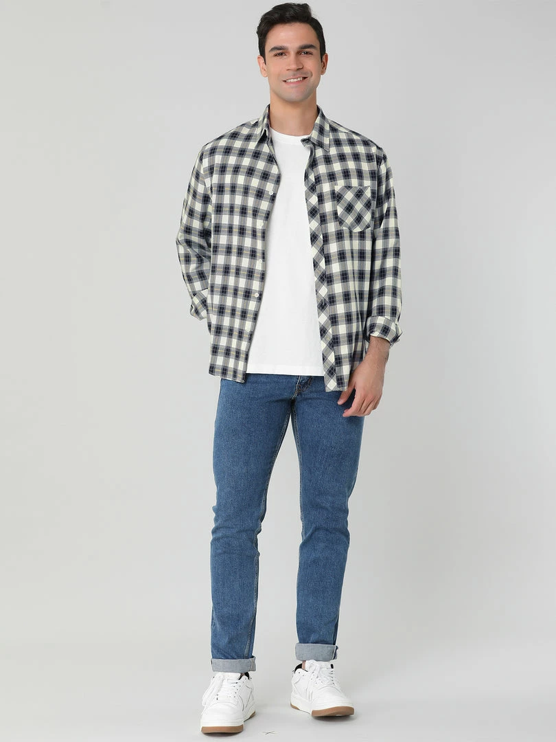 Allegra K Men's Check Shirts Long Sleeve Button Down Casual Western Plaid Shirt 18 Allegra K Men's Check Shirts Long Sleeve Button Down Casual Western Plaid Shirt