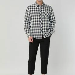Allegra K Men's Check Shirts Long Sleeve Button Down Casual Western Plaid Shirt 61 Allegra K Men's Check Shirts Long Sleeve Button Down Casual Western Plaid Shirt