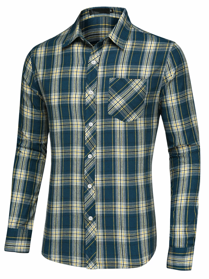 Allegra K Men's Check Shirts Long Sleeve Button Down Casual Western Plaid Shirt 10 Allegra K Men's Check Shirts Long Sleeve Button Down Casual Western Plaid Shirt