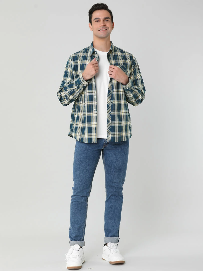 Allegra K Men's Check Shirts Long Sleeve Button Down Casual Western Plaid Shirt 11 Allegra K Men's Check Shirts Long Sleeve Button Down Casual Western Plaid Shirt