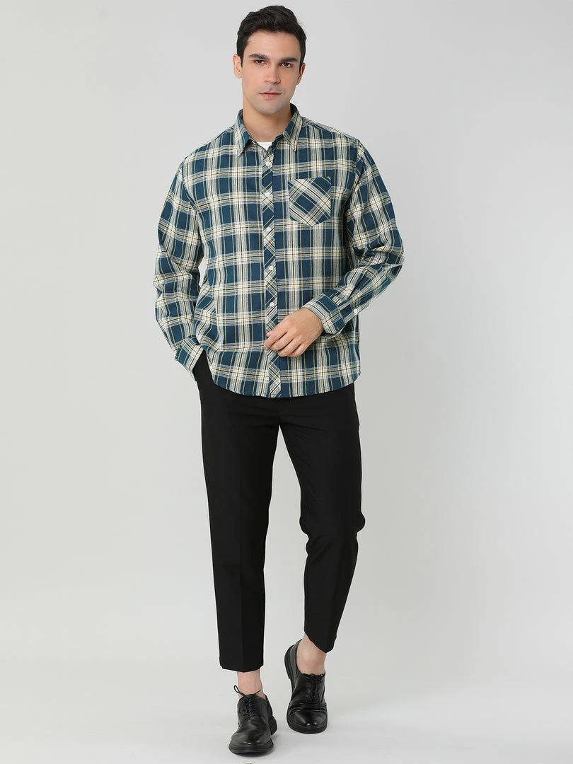 Allegra K Men's Check Shirts Long Sleeve Button Down Casual Western Plaid Shirt 12 Allegra K Men's Check Shirts Long Sleeve Button Down Casual Western Plaid Shirt