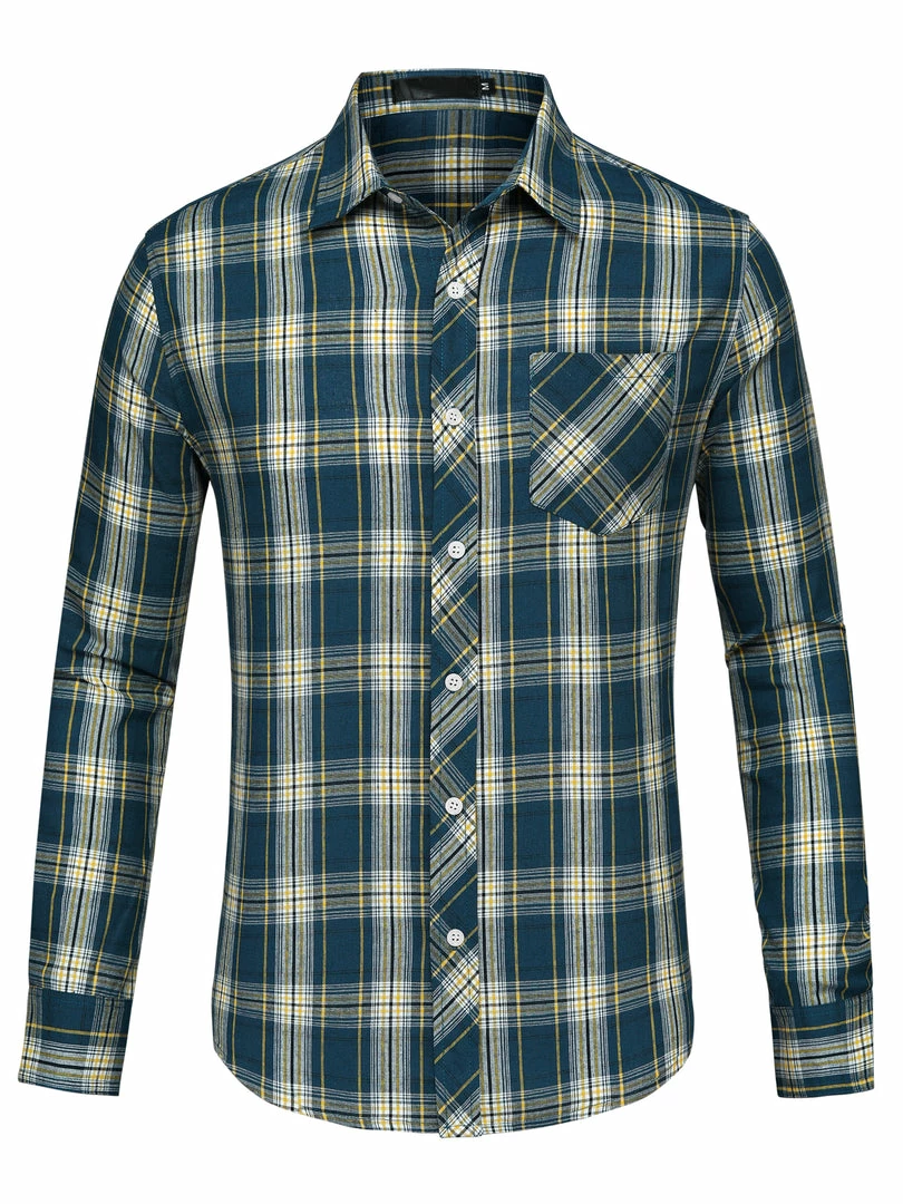 Allegra K Men's Check Shirts Long Sleeve Button Down Casual Western Plaid Shirt 9 Allegra K Men's Check Shirts Long Sleeve Button Down Casual Western Plaid Shirt
