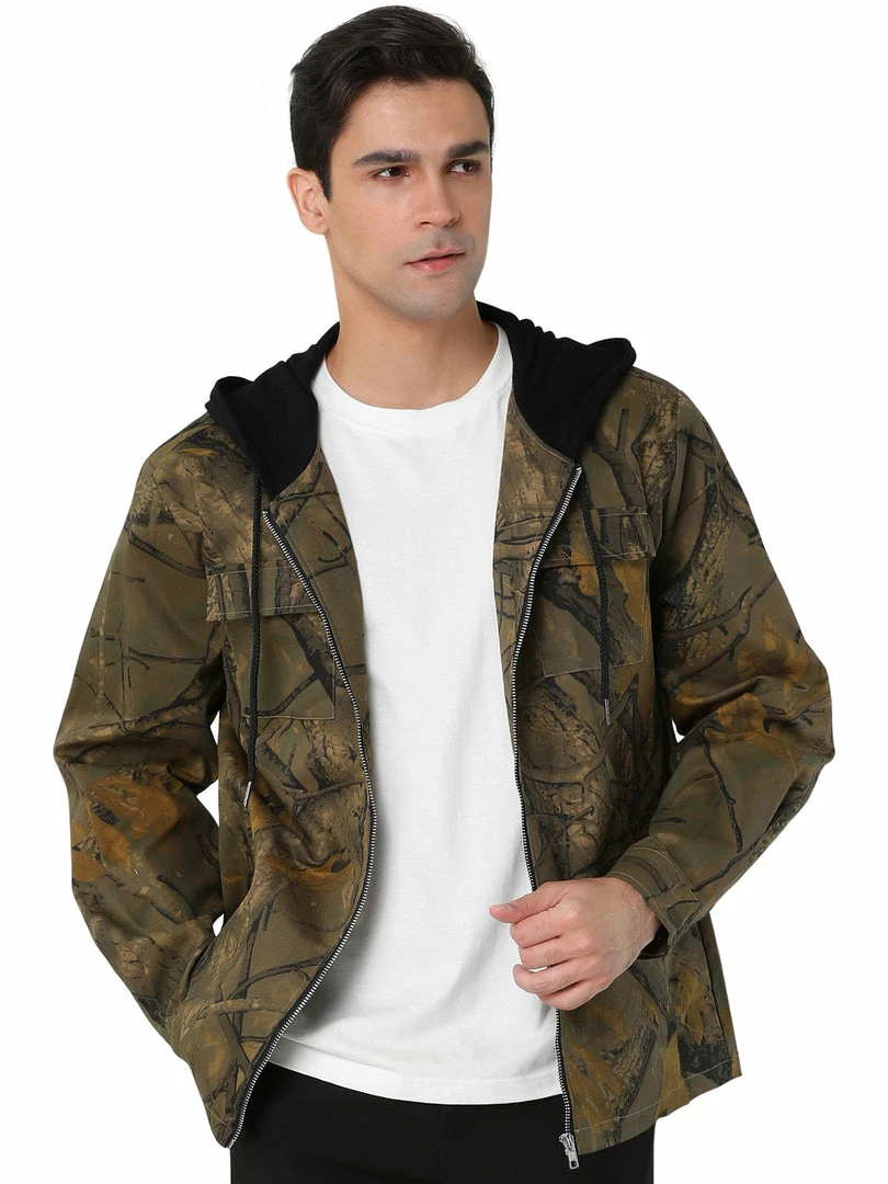 Allegra K Men's Printed Jacket Zip Up Lightweight Long Sleeves Hoodie Outerwear 9 Allegra K Men's Printed Jacket Zip Up Lightweight Long Sleeves Hoodie Outerwear