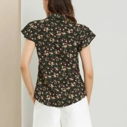 Allegra K Women's Floral Collar Casual Blouse Short Sleeve Button Up Tops 14 Allegra K Women's Floral Collar Casual Blouse Short Sleeve Button Up Tops