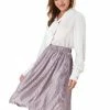 Allegra K Women's Metallic Textured Elastic Waist Flare A-Line Midi Party Skirt