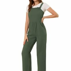 Allegra K Women's Ruffled Neck Country Style Jumpsuit
