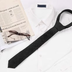 Allegra K Solid Color Cotton Cloth Winter Formal Casual Ties Skinny Self Tie Narrow Slim Necktie For Men