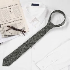 Allegra K Solid Color Cotton Cloth Winter Formal Casual Ties Skinny Self Tie Narrow Slim Necktie For Men