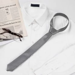 Allegra K Accessories Classic Self-Tied Stripe Necktie Skinny Tie Slim Ties For Women Men