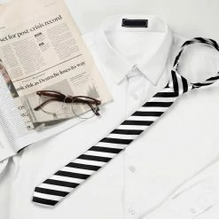Allegra K Accessories Classic Self-Tied Stripe Necktie Skinny Tie Slim Ties For Women Men