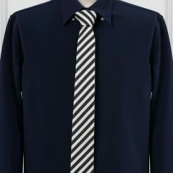 Allegra K Accessories Linen Stripe Pattern Formal Casual Ties Skinny Self Tie Business Necktie For Men