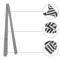 Allegra K Accessories Linen Stripe Pattern Formal Casual Ties Skinny Self Tie Business Necktie For Men
