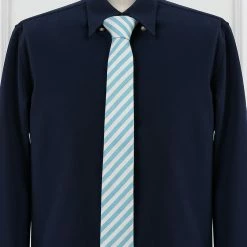 Allegra K Accessories Linen Stripe Pattern Formal Casual Ties Skinny Self Tie Business Necktie For Men