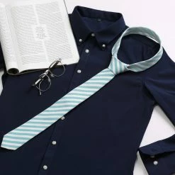 Allegra K Accessories Linen Stripe Pattern Formal Casual Ties Skinny Self Tie Business Necktie For Men