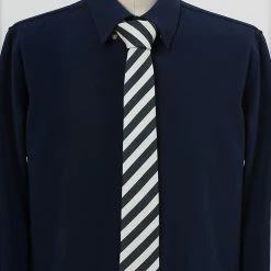 Allegra K Accessories Linen Stripe Pattern Formal Casual Ties Skinny Self Tie Business Necktie For Men