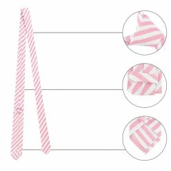 Allegra K Accessories Linen Stripe Pattern Formal Casual Ties Skinny Self Tie Business Necktie For Men