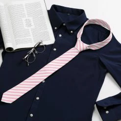 Allegra K Accessories Linen Stripe Pattern Formal Casual Ties Skinny Self Tie Business Necktie For Men