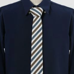 Allegra K Accessories Linen Stripe Pattern Formal Casual Ties Skinny Self Tie Business Necktie For Men