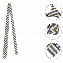 Allegra K Accessories Linen Stripe Pattern Formal Casual Ties Skinny Self Tie Business Necktie For Men