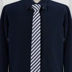 Allegra K Accessories Linen Stripe Pattern Formal Casual Ties Skinny Self Tie Business Necktie For Men