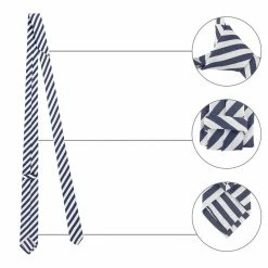 Allegra K Accessories Linen Stripe Pattern Formal Casual Ties Skinny Self Tie Business Necktie For Men