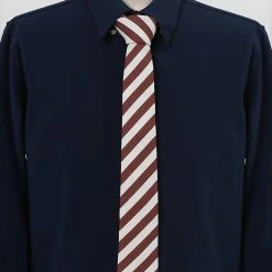 Allegra K Accessories Linen Stripe Pattern Formal Casual Ties Skinny Self Tie Business Necktie For Men