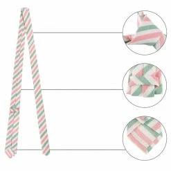 Allegra K Accessories Linen Stripe Pattern Formal Casual Ties Skinny Self Tie Business Necktie For Men